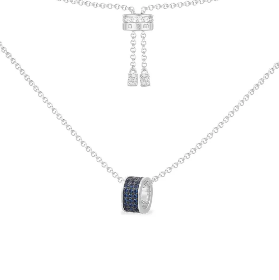 APM Monaco Adjustable Necklace With Blue Ring Pendant- Necklaces