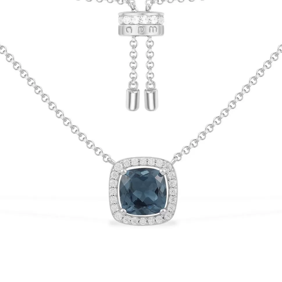 APM Monaco Adjustable Necklace With Blue Square Stone- Necklaces