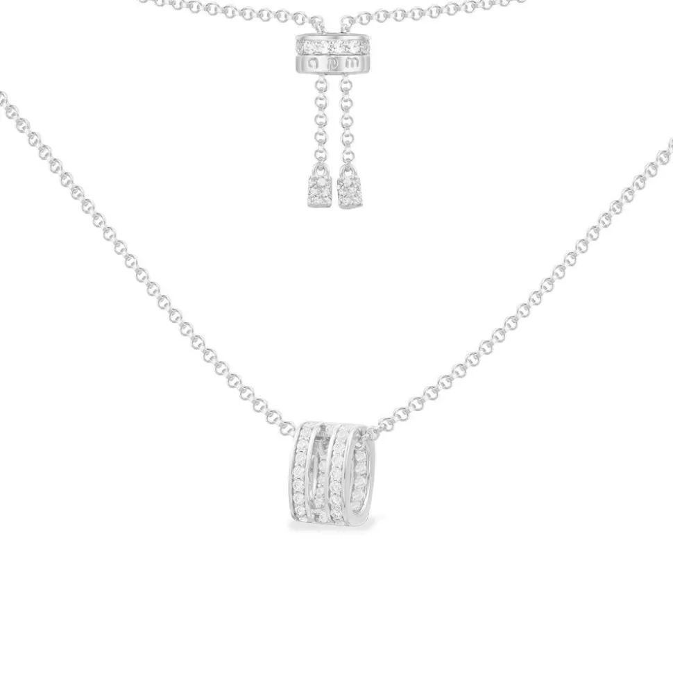 APM Monaco Adjustable Necklace With Double Line Ring Pendant- Necklaces