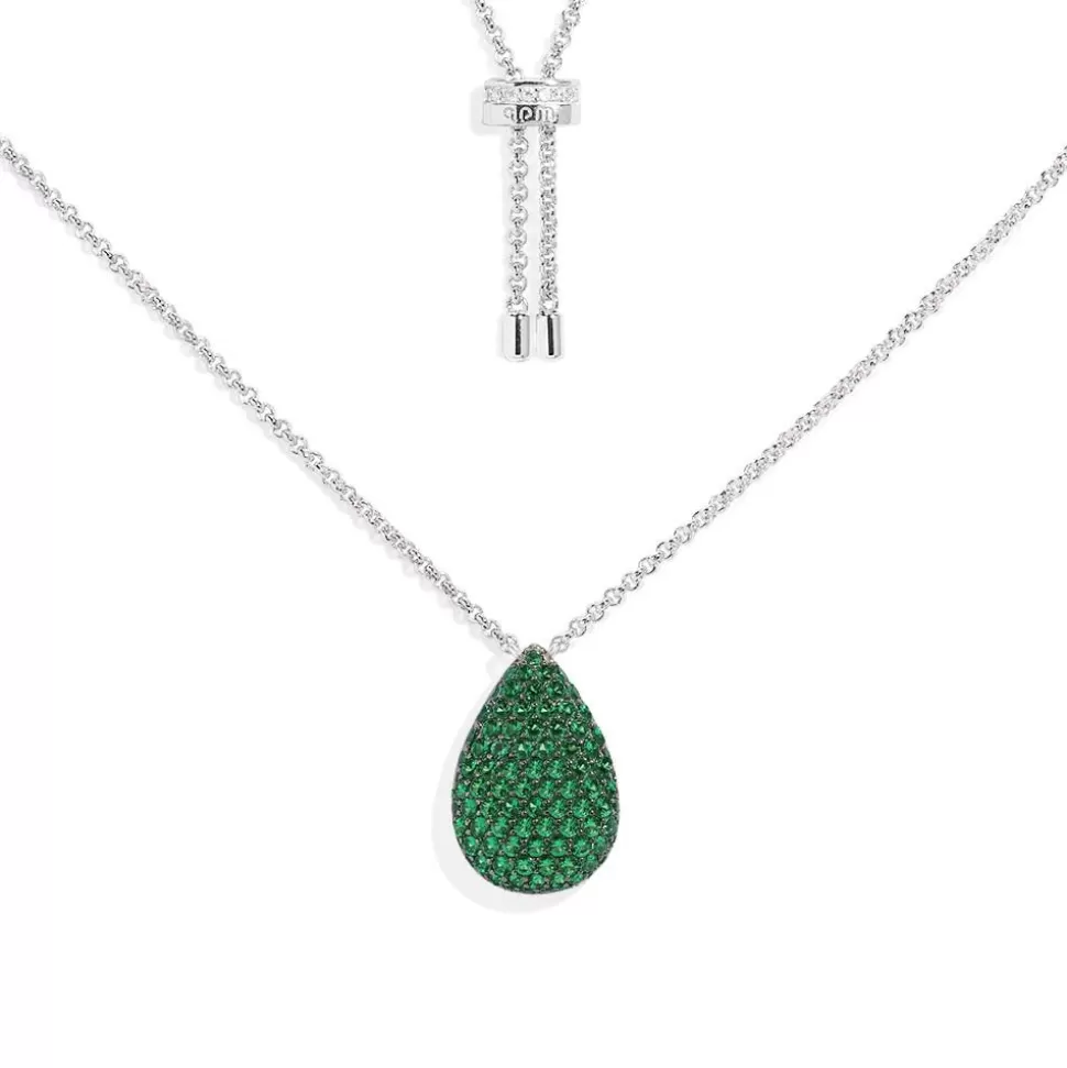 APM Monaco Adjustable Necklace With Green Drop- Necklaces