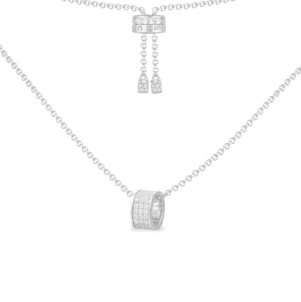 APM Monaco Adjustable Necklace With Pave Ring Pendant- Necklaces