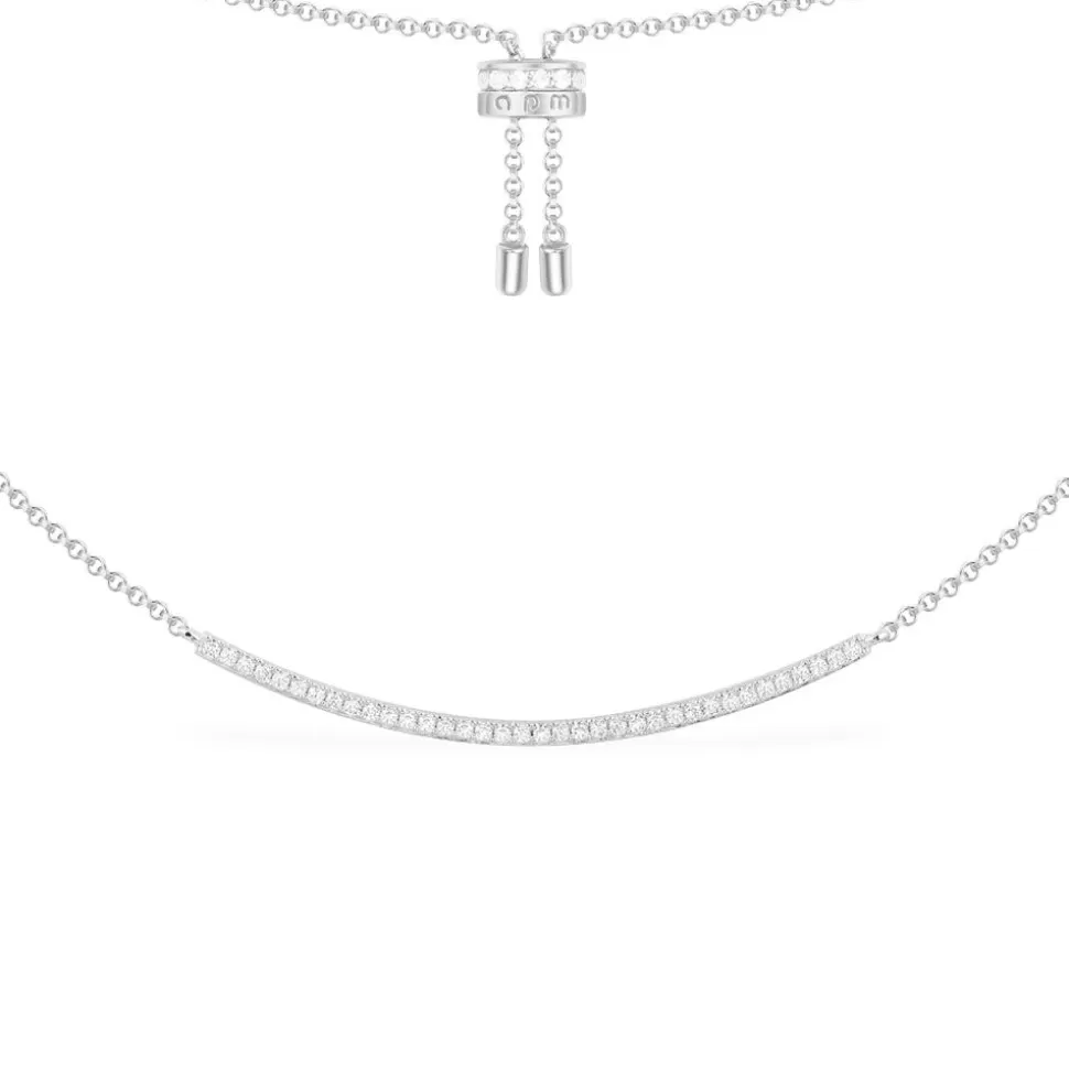 APM Monaco Adjustable Necklace With Paved Arched Pendant- Necklaces