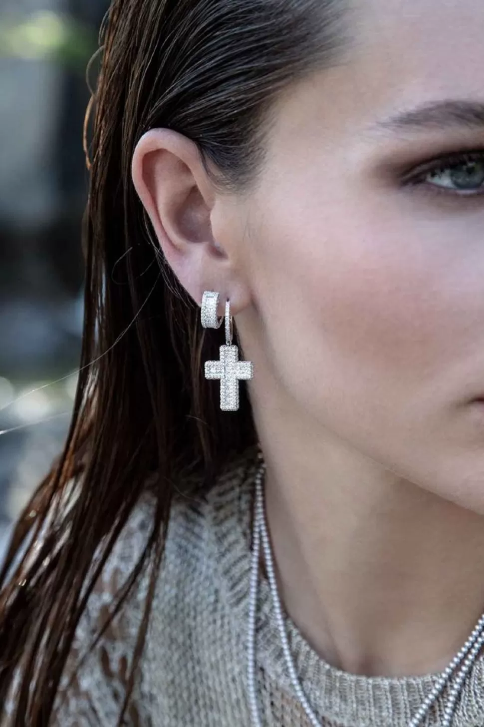 APM Monaco Asymmetric Cross Earrings- Earrings