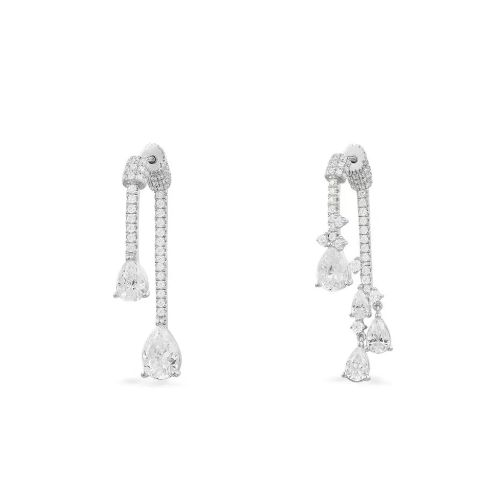 APM Monaco Asymmetric Pear Stones Ear Jackets- Earrings