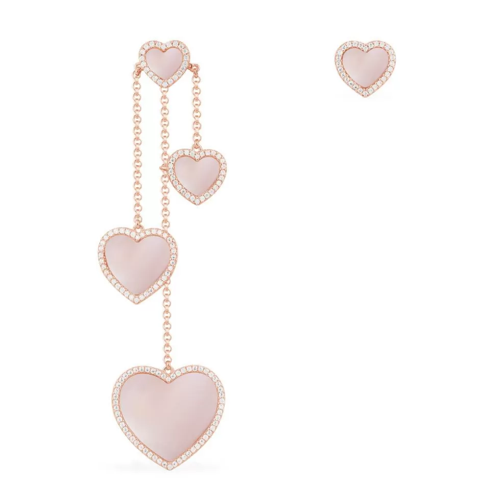 APM Monaco Asymmetric Pink Nacre Heart Earrings- Earrings