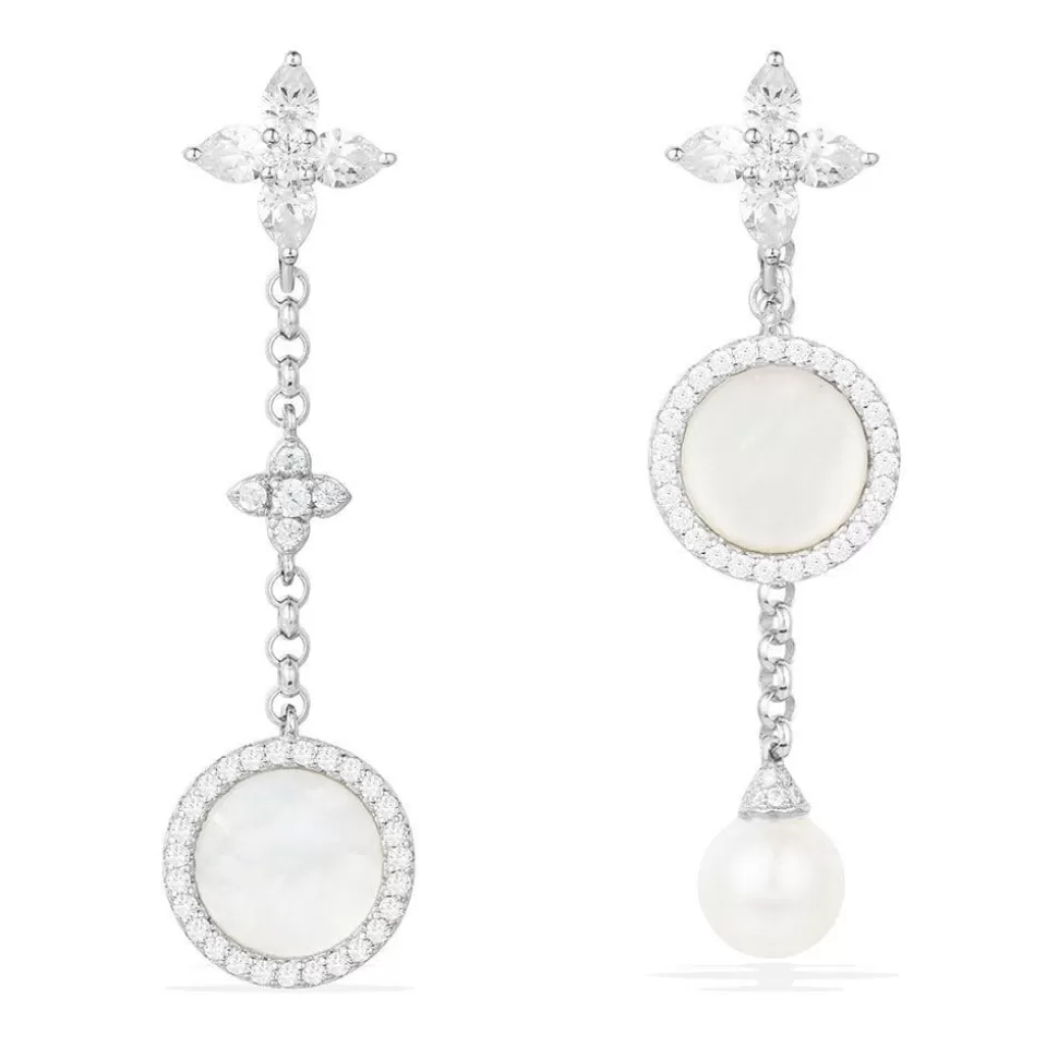 APM Monaco Asymmetric White Nacre And Pearl Drop Earrings- Earrings