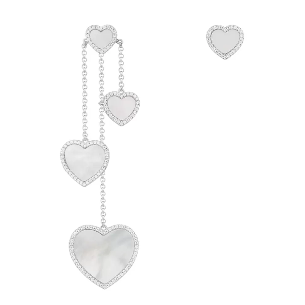 APM Monaco Asymmetric White Nacre Heart Earrings- Earrings