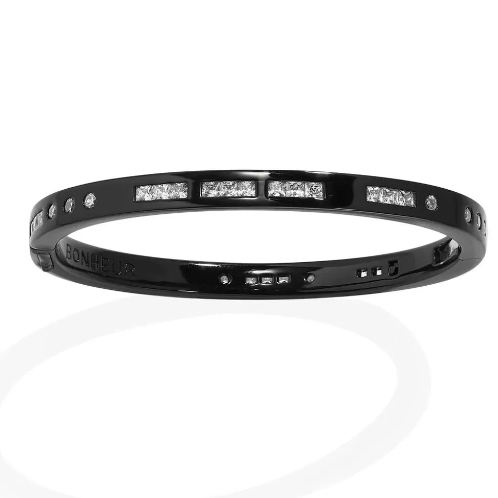 APM Monaco Black Bonheur Morse Code Bangle- Bracelets