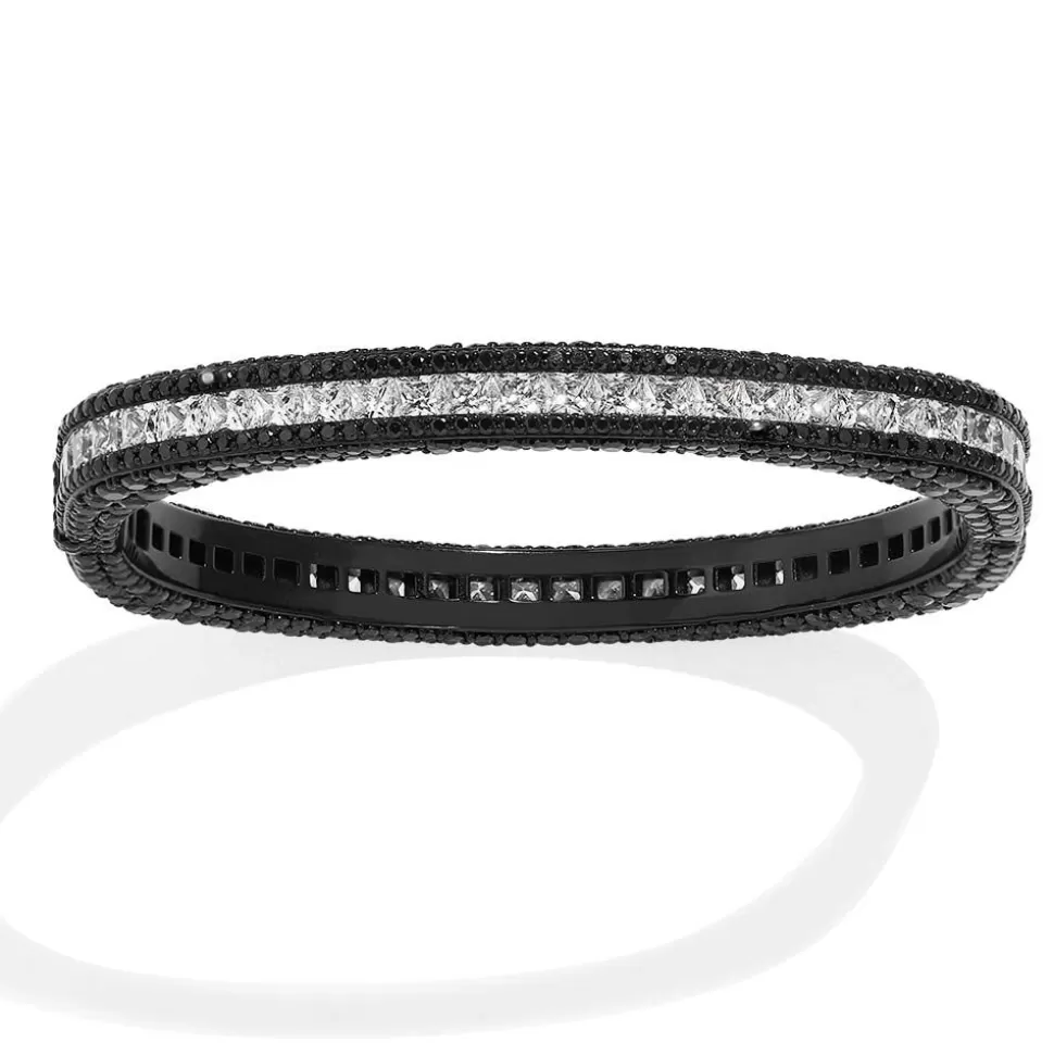 APM Monaco Black Pave Bangle- Bracelets