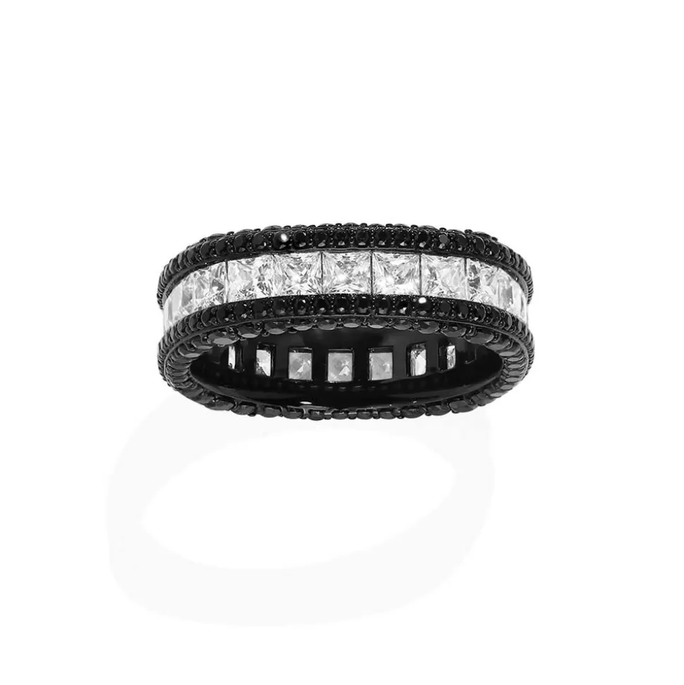 APM Monaco Black Pave Ring- Rings