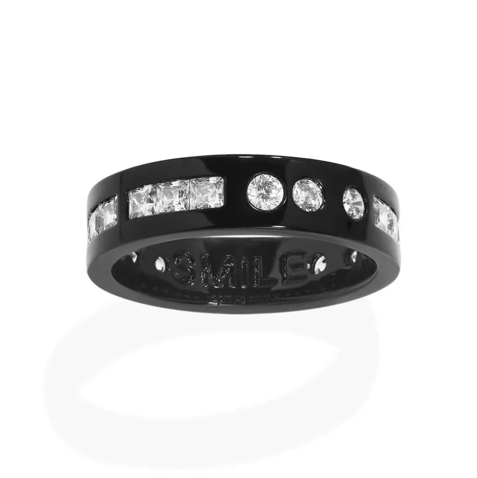 APM Monaco Black Smile Morse Code Ring- Rings