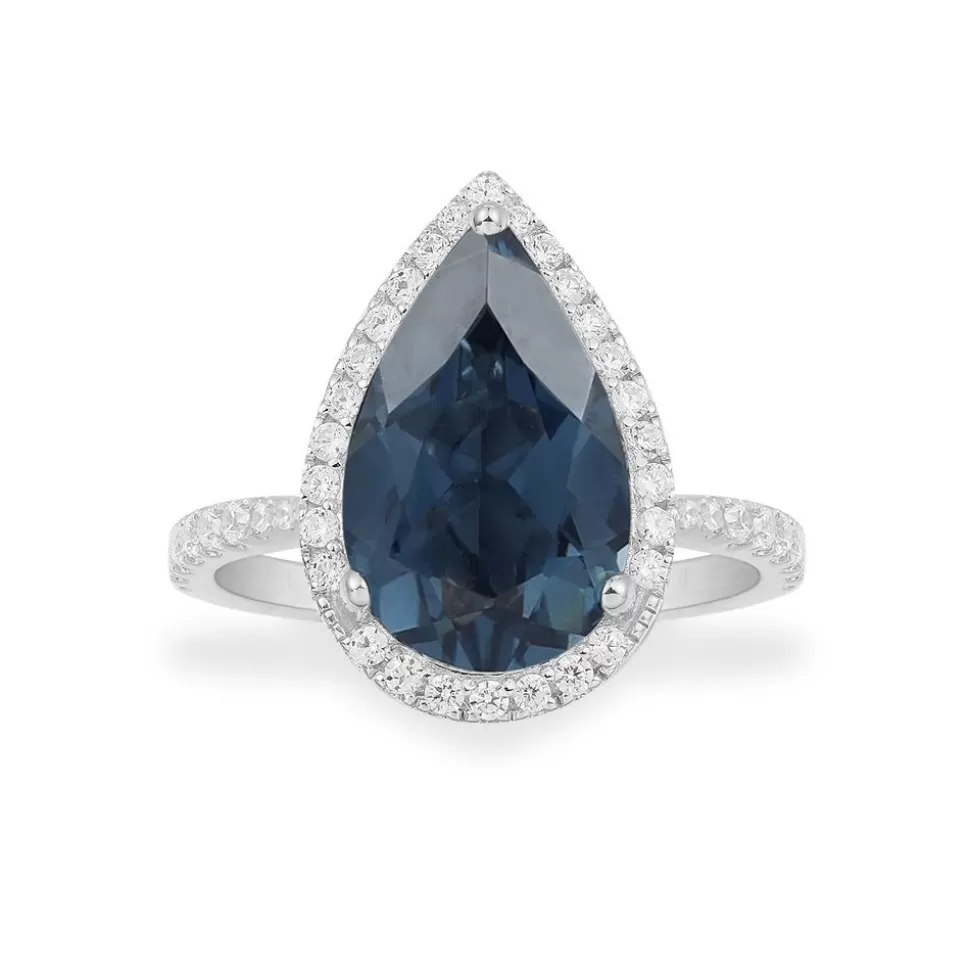 APM Monaco Blue Pear Pave Ring- Rings