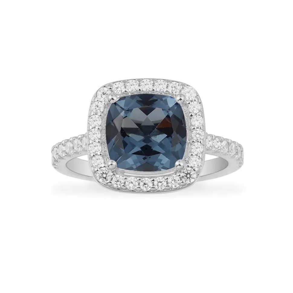 APM Monaco Blue Square Pave Ring- Rings