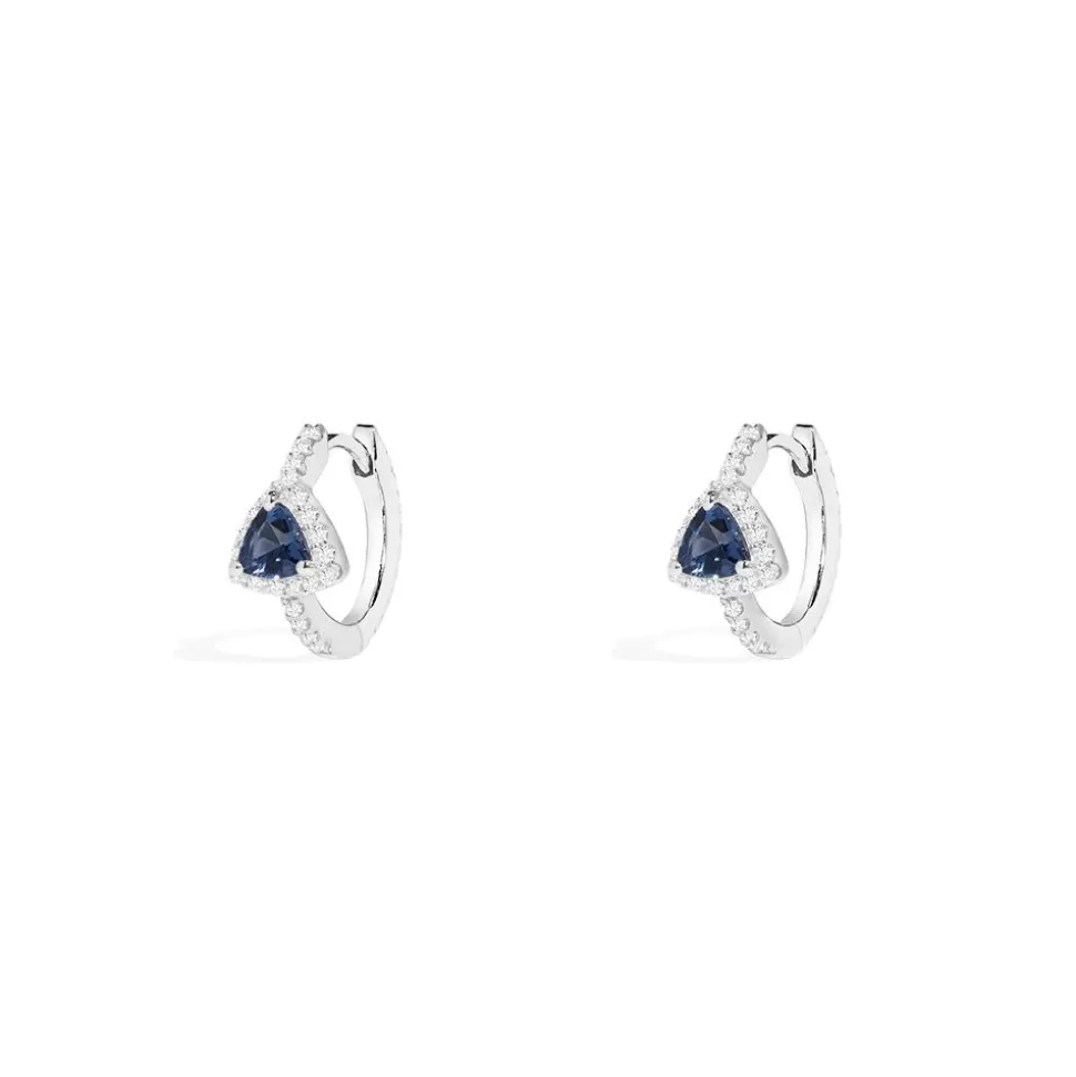 APM Monaco Blue Triangle Pave Hoop Earrings- Earrings