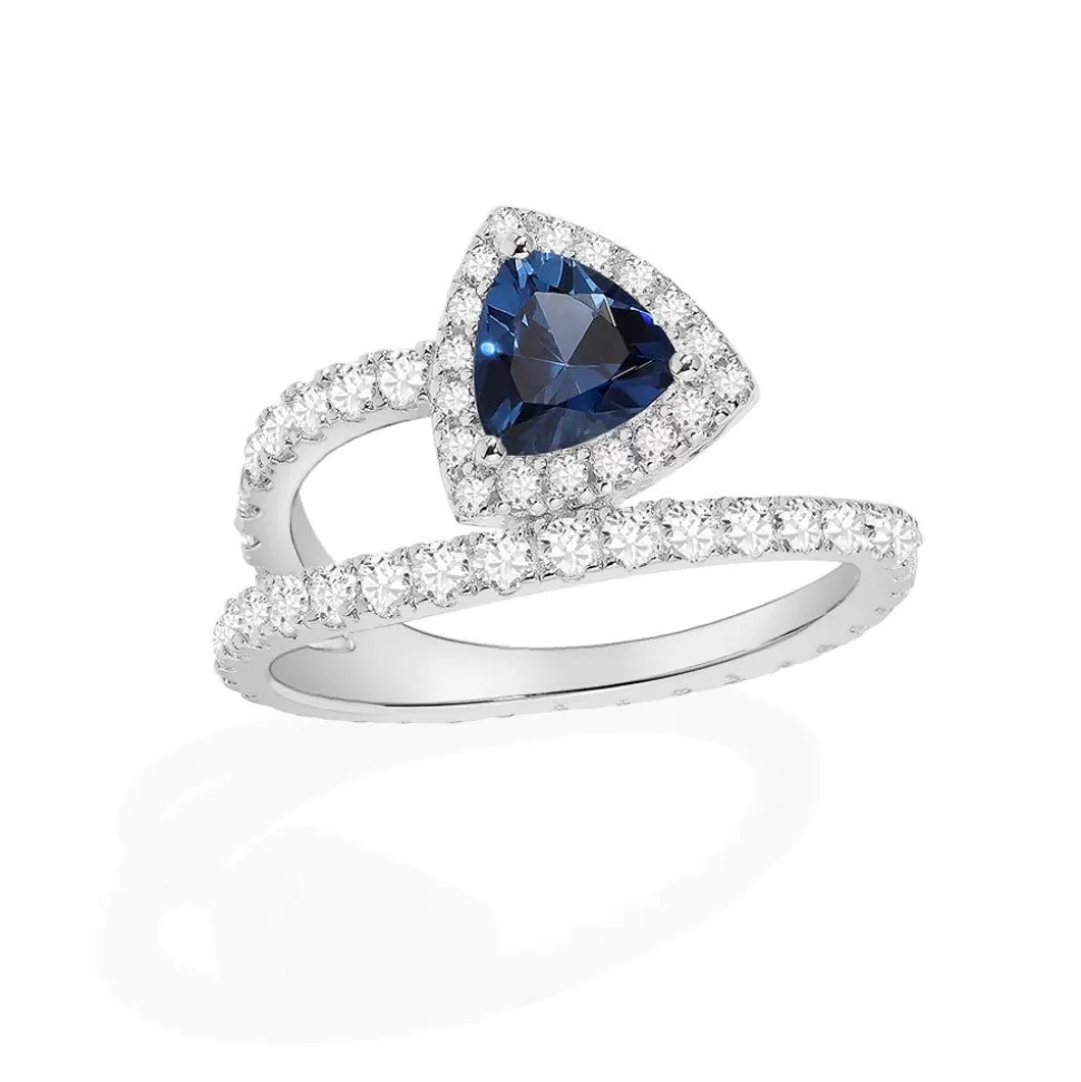 APM Monaco Blue Triangle Pave Ring- Rings