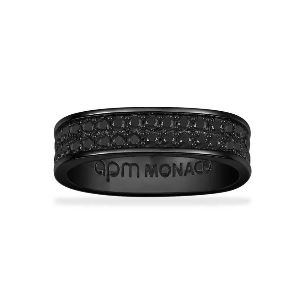 APM Monaco Chunky Black Pave Ring- Rings