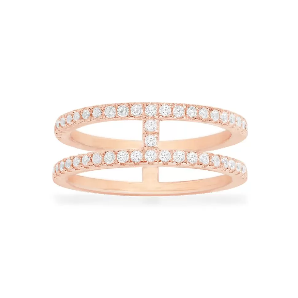 APM Monaco Double Line Pave Ring- Rings