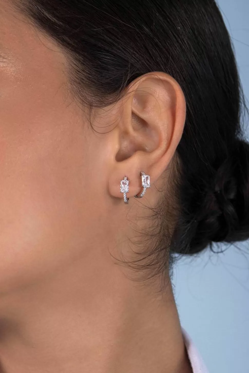 APM Monaco Eclat Pave Hoop Earrings- Earrings