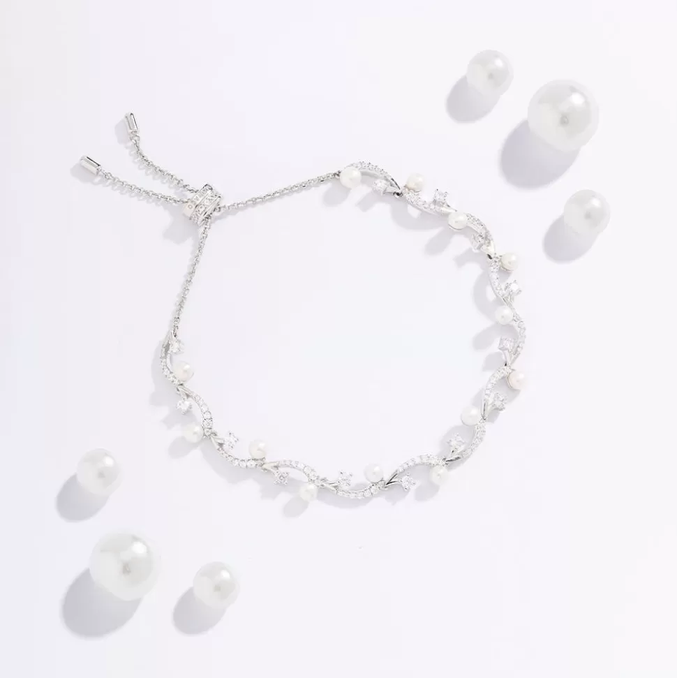 APM Monaco Flower Adjustable Bracelet With Pearls- Bracelets