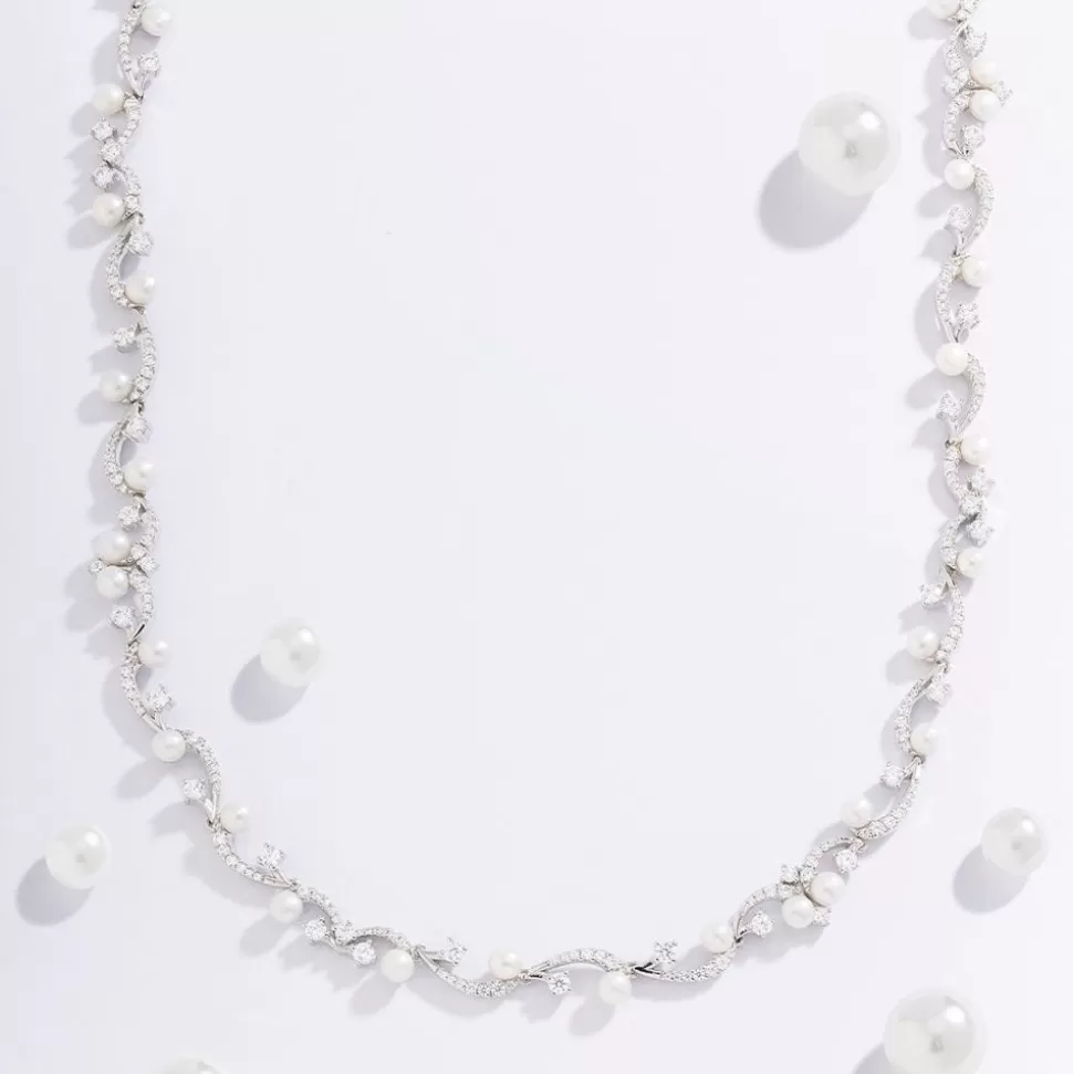 APM Monaco Flower Adjustable Necklace With Pearls- Necklaces