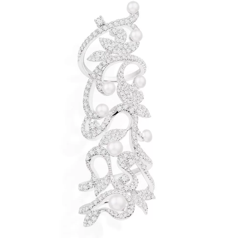 APM Monaco Flower Articulated Ring With Pearls- Rings