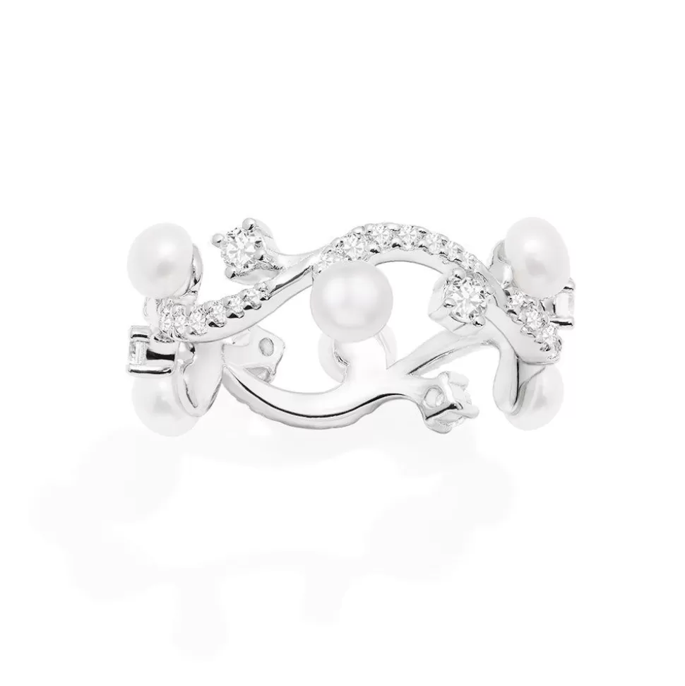 APM Monaco Flower Ring With Pearls- Rings