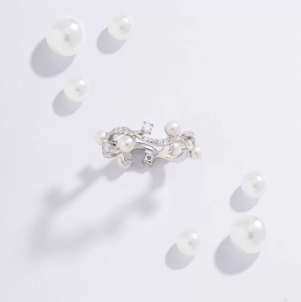 APM Monaco Flower Ring With Pearls- Rings