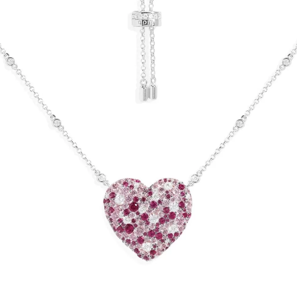 APM Monaco Fuchsia Heart Adjustable Necklace- Necklaces