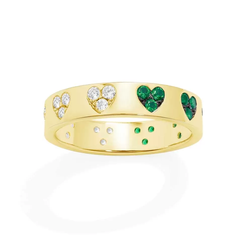 APM Monaco Green & White Heart Ring- Rings