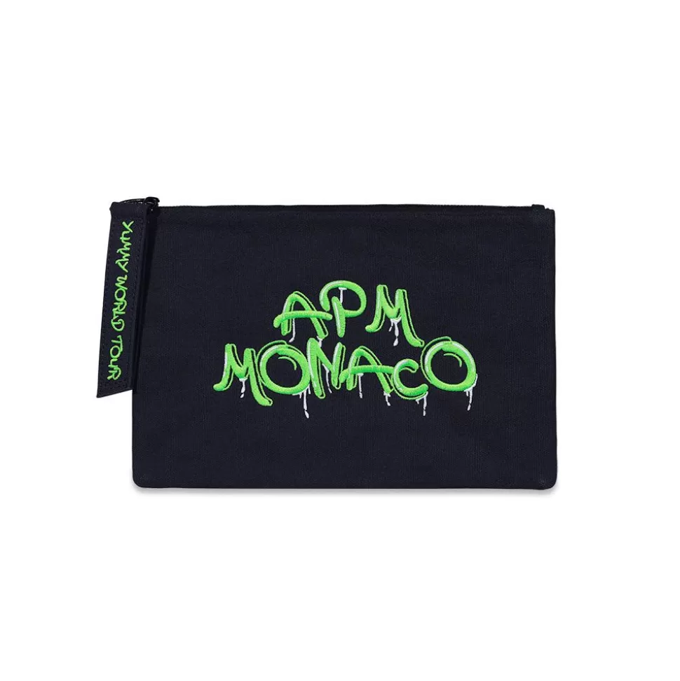 APM Monaco Green Graffiti Clutch- Accessories