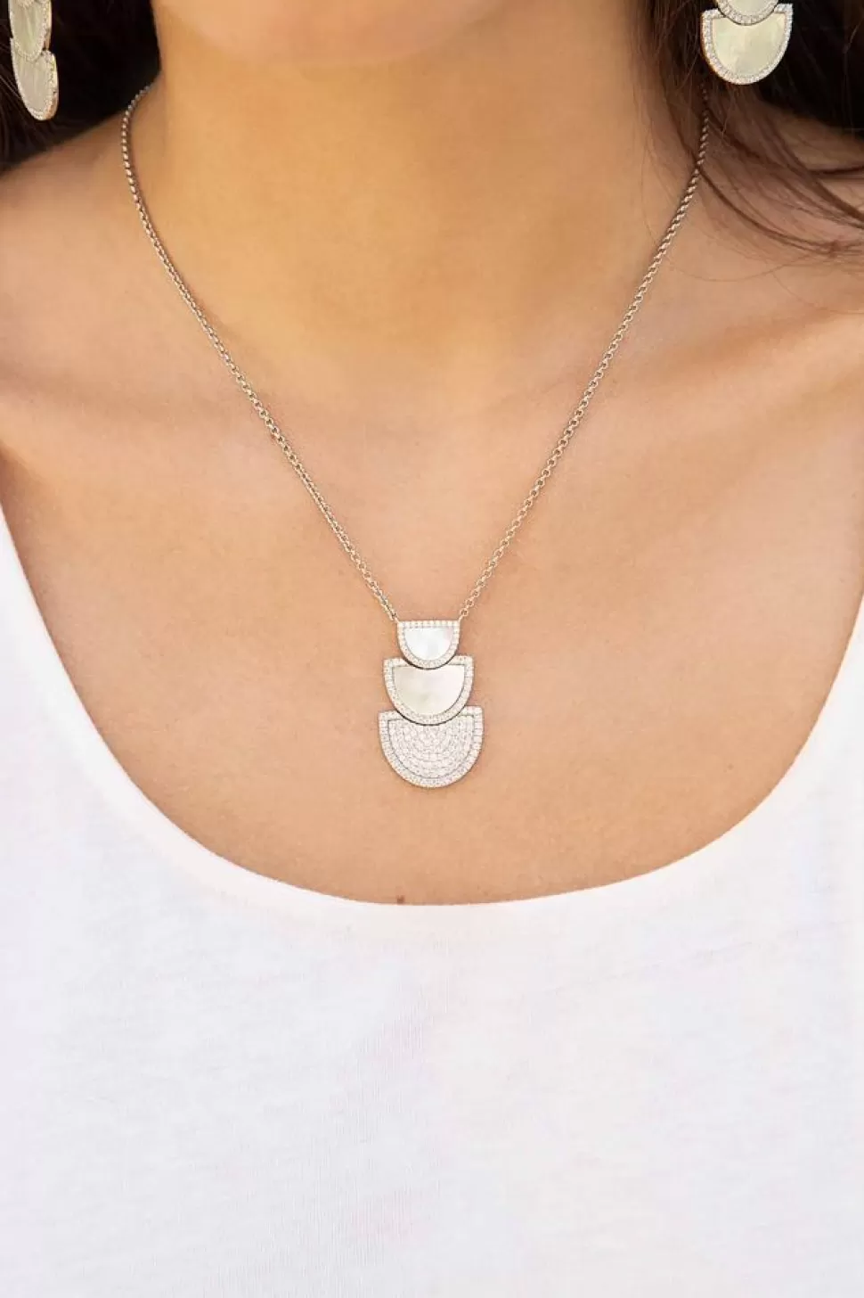 APM Monaco Half Moon Adjustable Necklace With Nacre- Necklaces