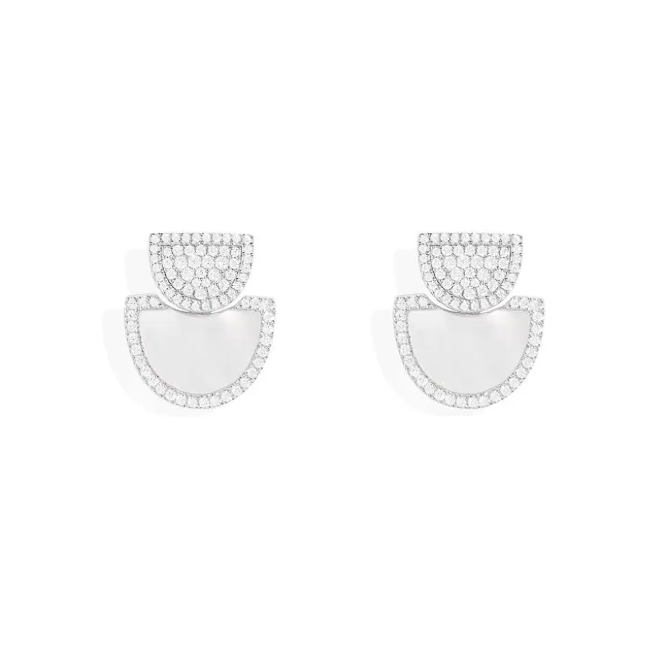 APM Monaco Half Moon Earrings With Nacre- Earrings