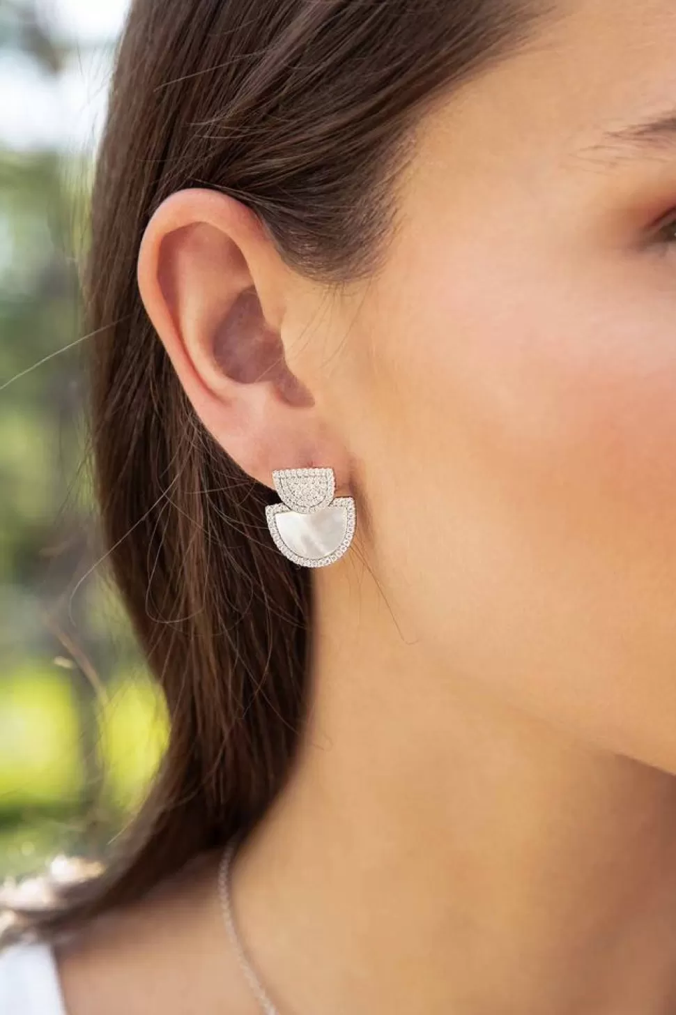 APM Monaco Half Moon Earrings With Nacre- Earrings