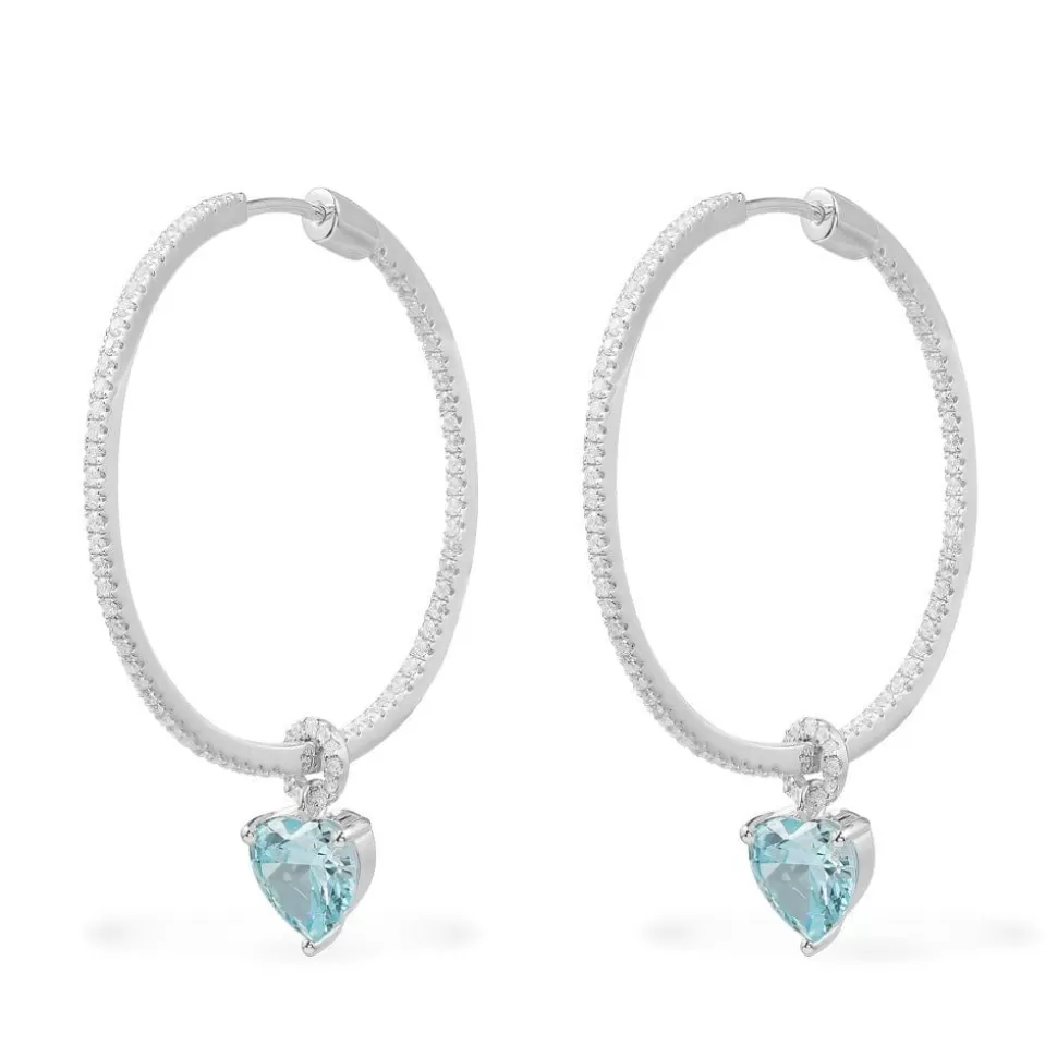 APM Monaco Hoop Earrings With Blue Heart- Earrings