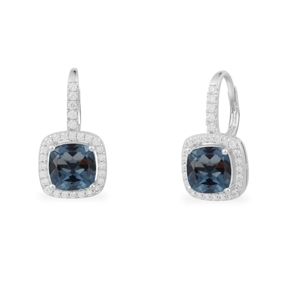 APM Monaco Hoop Earrings With Blue Square Stones- Earrings