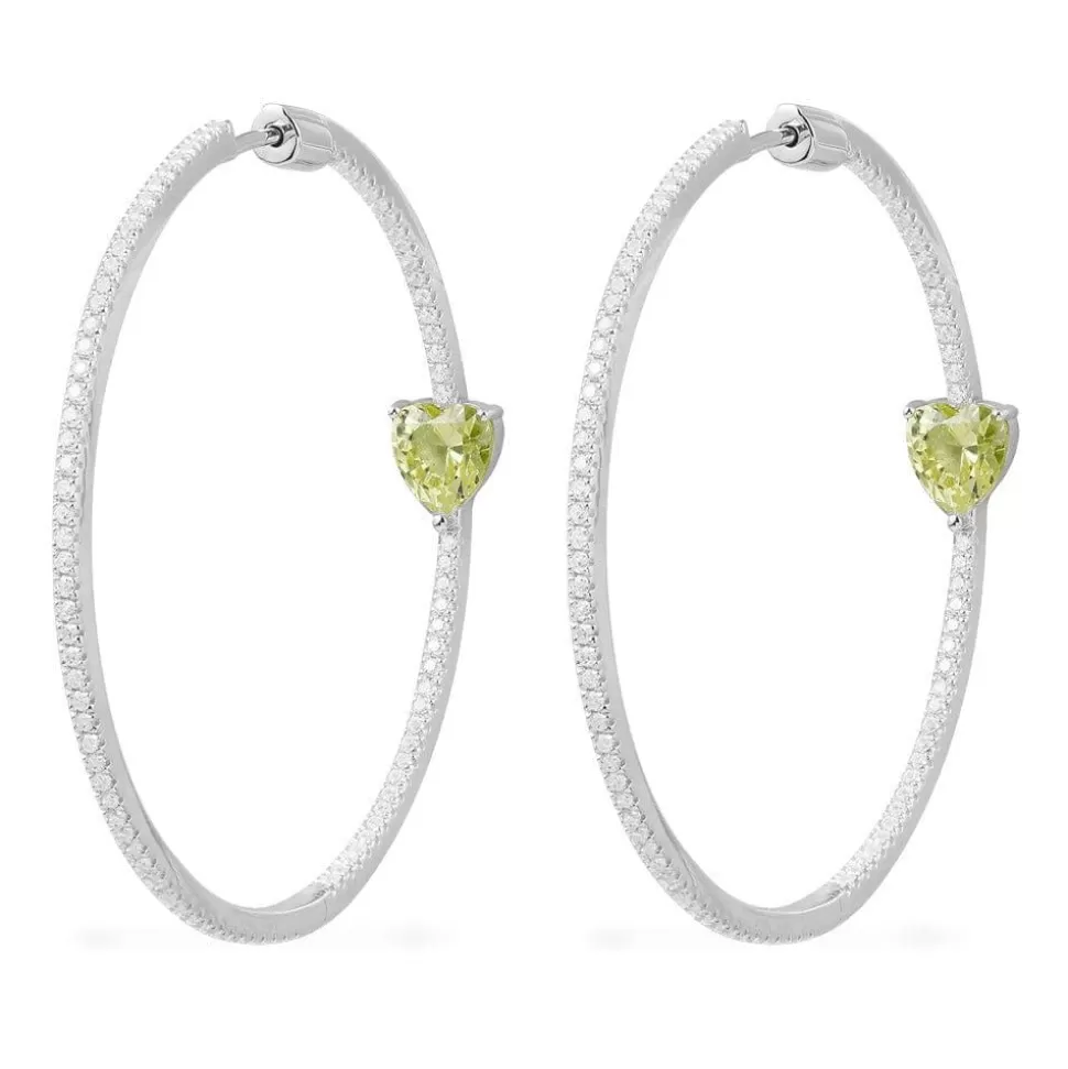 APM Monaco Hoop Earrings With Green Heart- Earrings