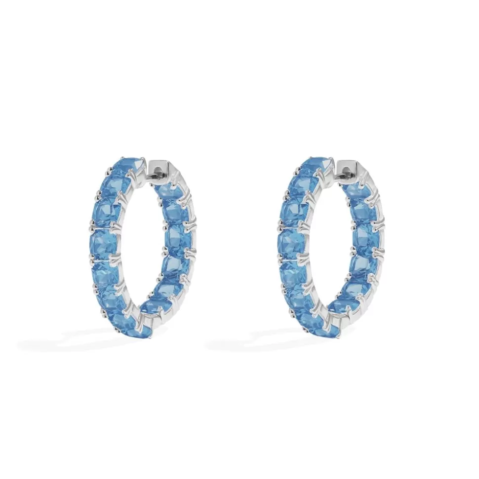 APM Monaco Lagoon Blue Square Hoop Earrings- Earrings