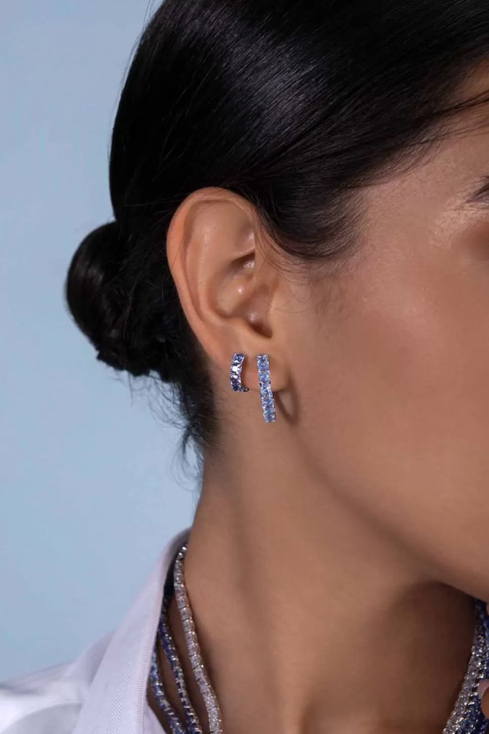 APM Monaco Lagoon Blue Square Hoop Earrings- Earrings