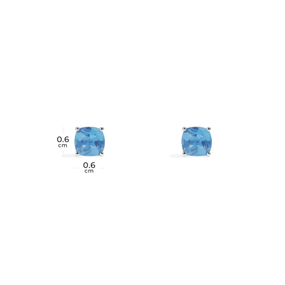 APM Monaco Lagoon Blue Square Stud Earrings- Earrings