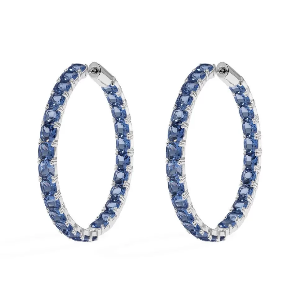 APM Monaco Large Blue Square Hoop Earrings- Earrings