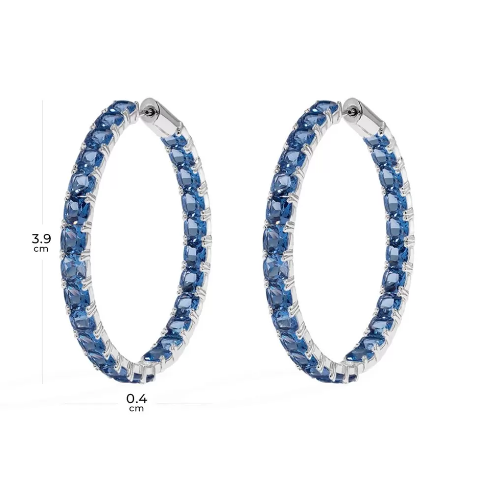 APM Monaco Large Blue Square Hoop Earrings- Earrings