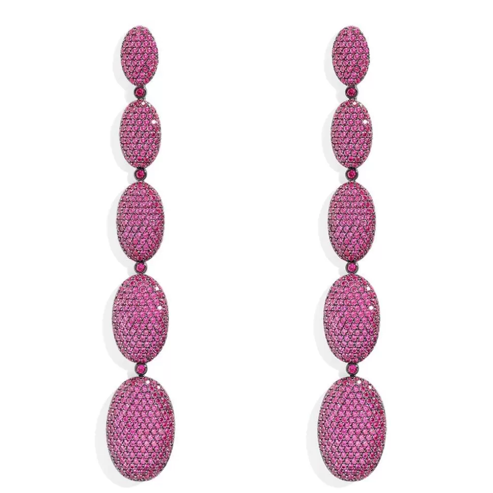 APM Monaco Long Fuchsia Oval Earrings- Earrings