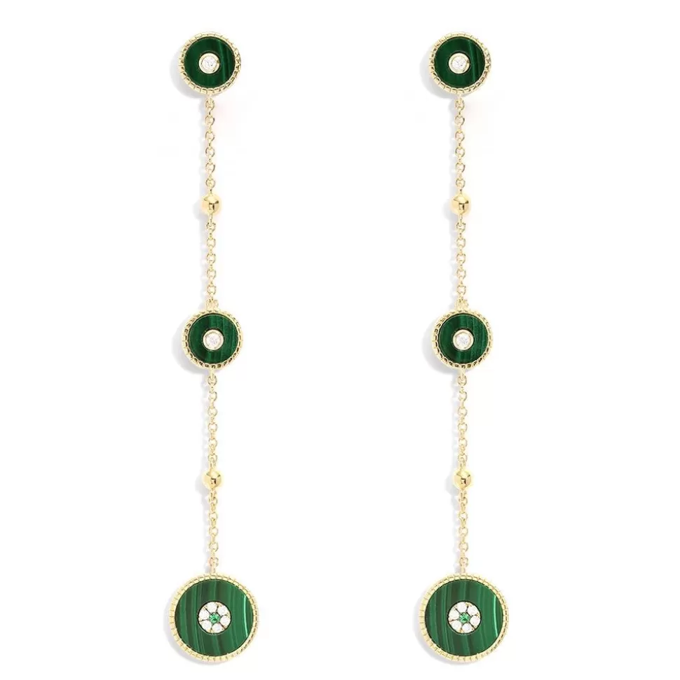 APM Monaco Long Malachite Chain Earrings- Earrings