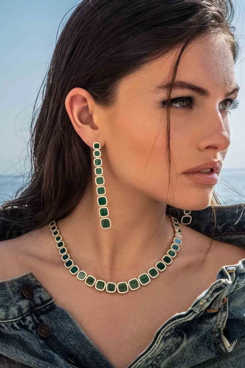 APM Monaco Long Malachite Earrings- Earrings