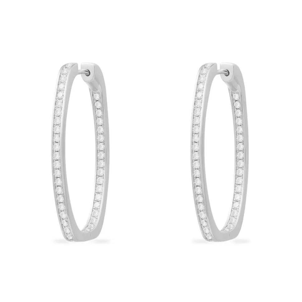 APM Monaco Long Pave Oval Earrings- Earrings