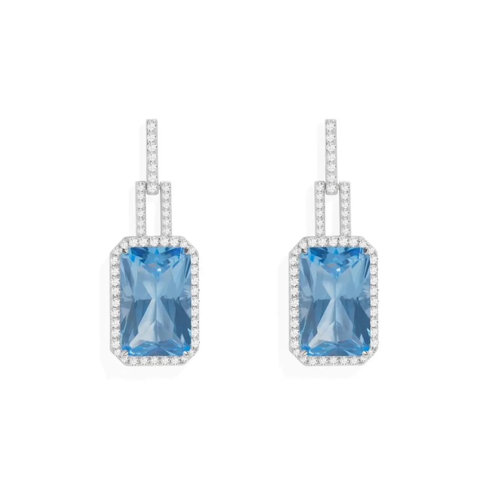 APM Monaco Long Statement Lagoon Blue Earrings- Earrings