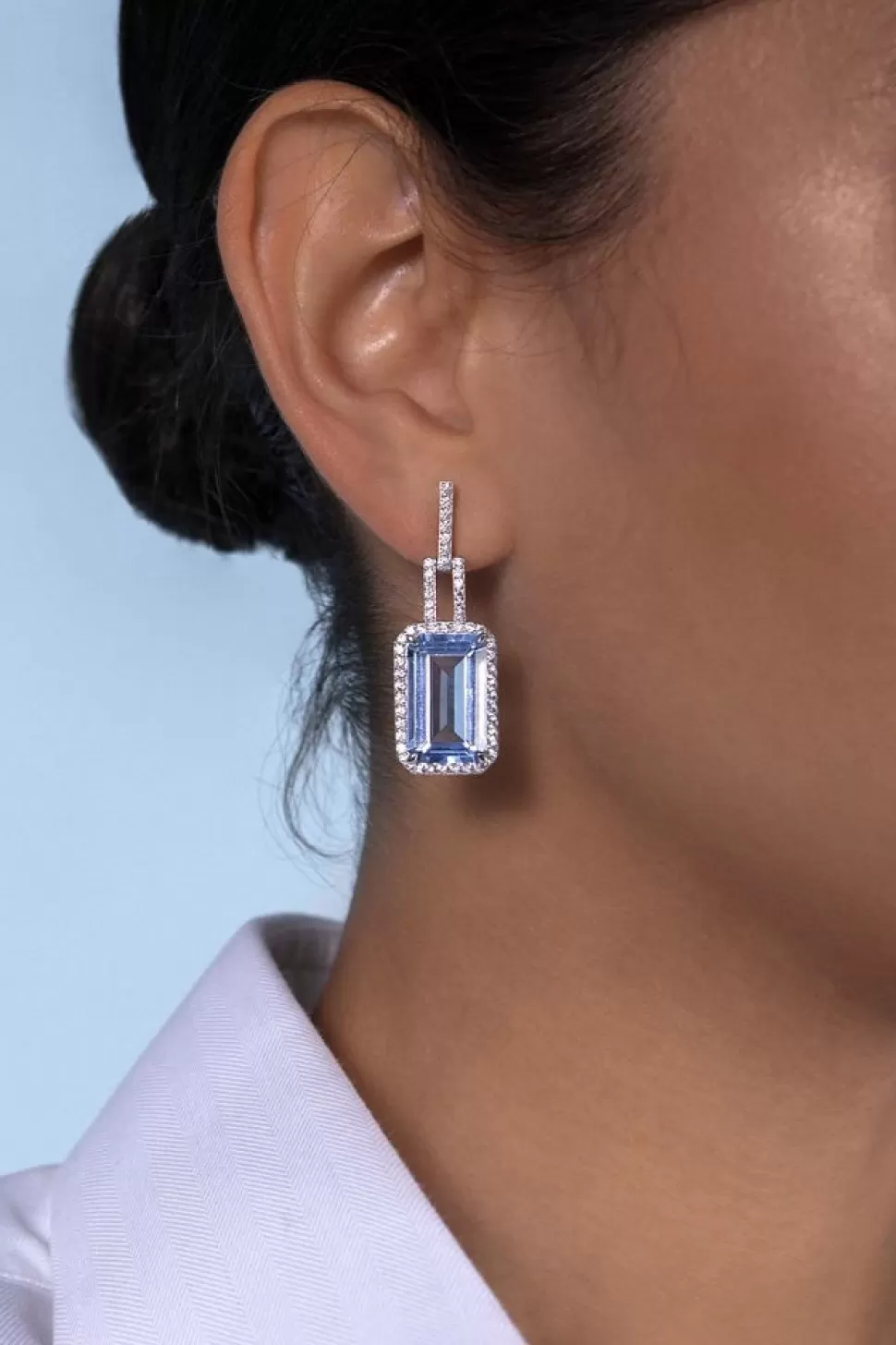 APM Monaco Long Statement Lagoon Blue Earrings- Earrings