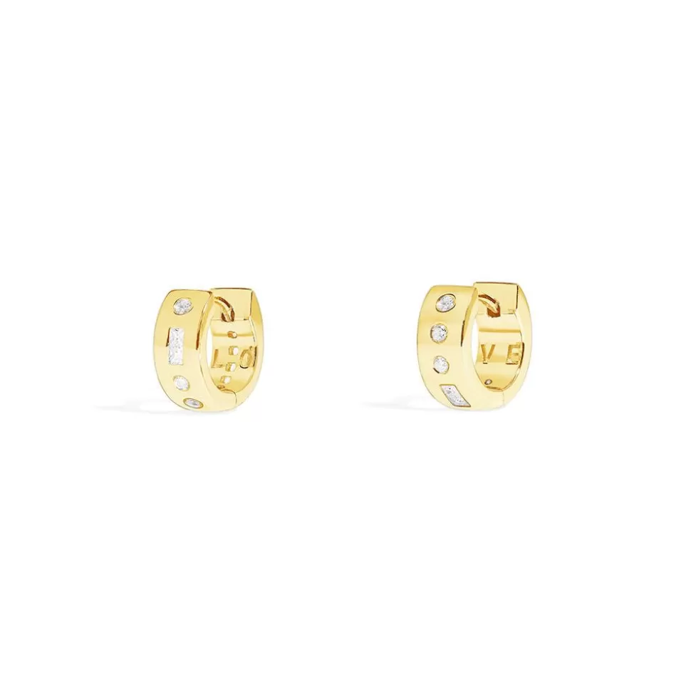 APM Monaco Love Morse Code Huggie Earrings- Earrings