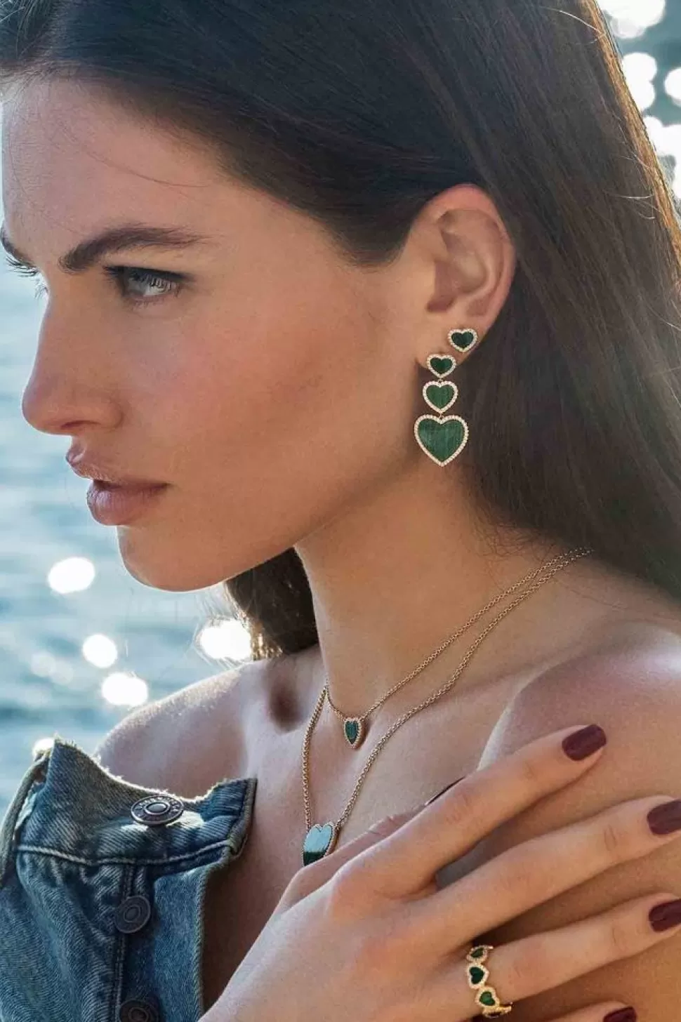 APM Monaco Malachite Heart Earrings- Earrings