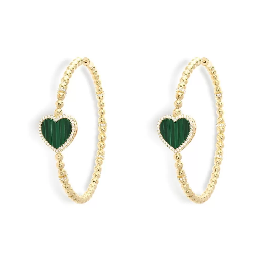 APM Monaco Malachite Heart Hoop Earrings- Earrings